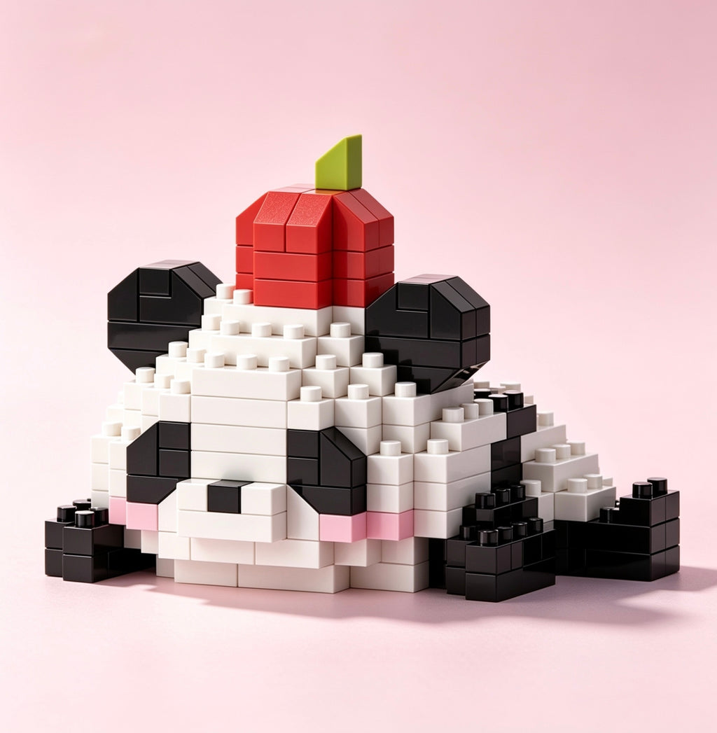 Panda Cherry Micro Brick Figure