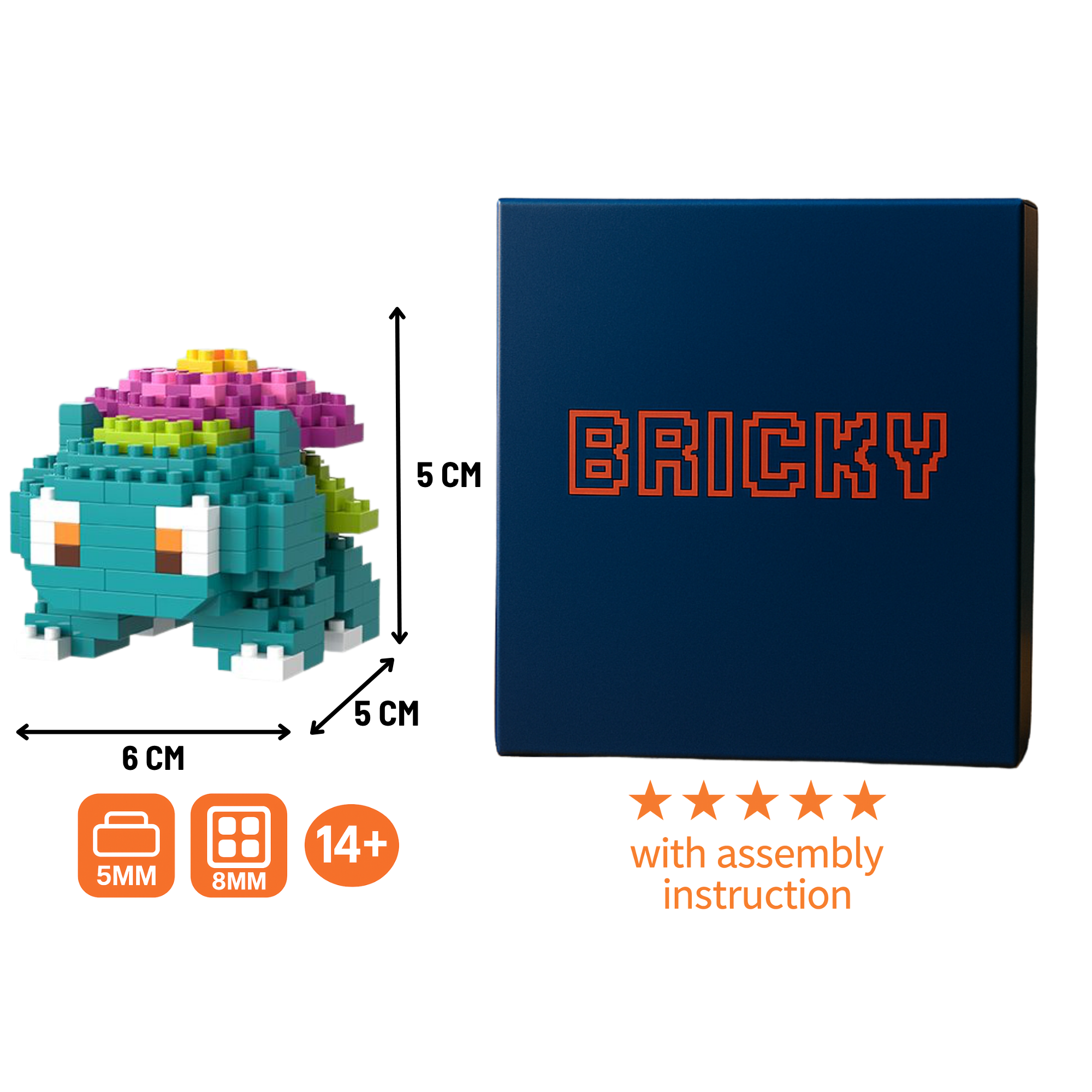 Venusaur | Geïnspireerd micro-bouwsteenfiguur