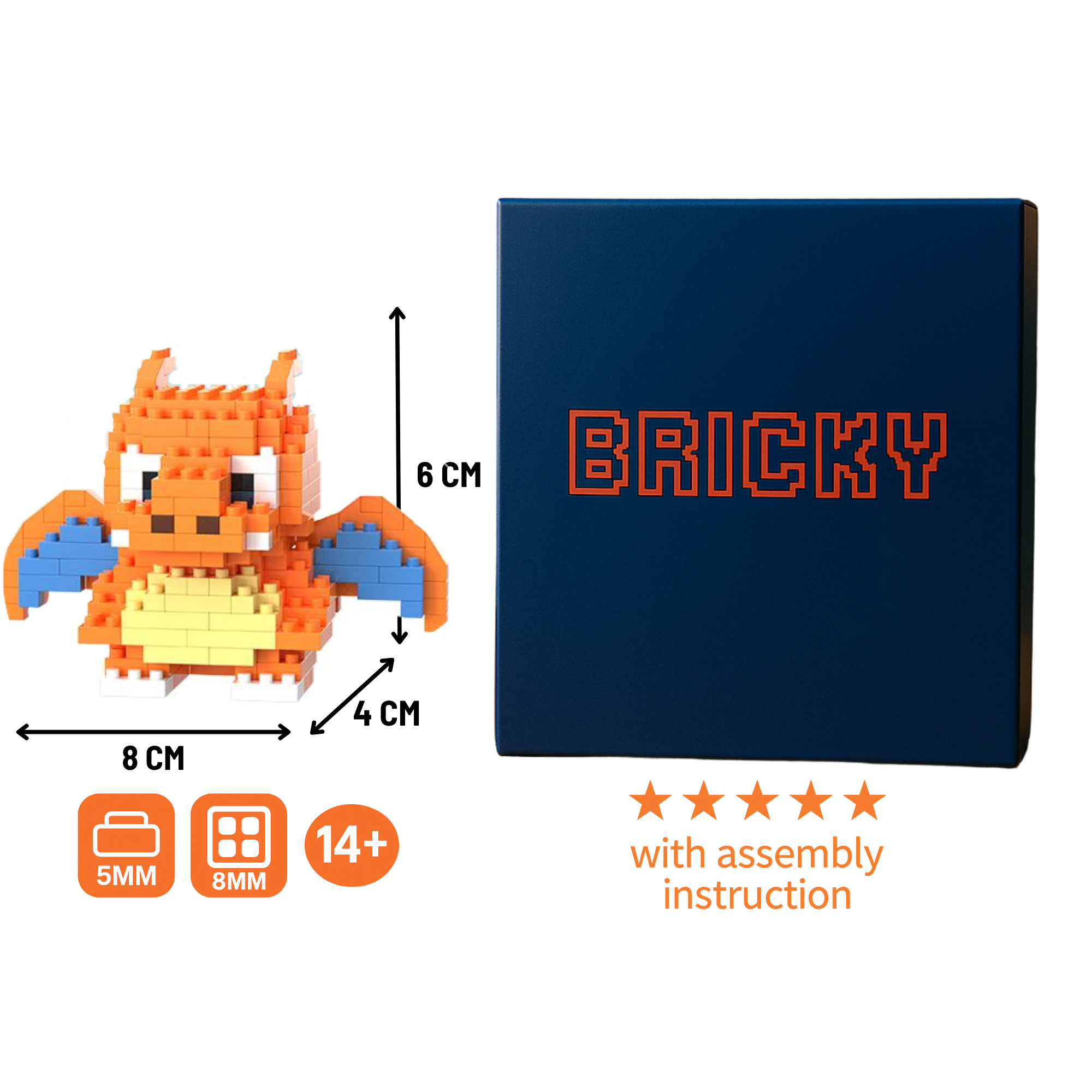 Charizard | Geïnspireerd Micro Baksteen Figuur